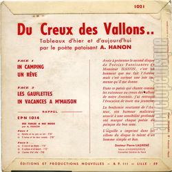 [Pochette de Du creux des vallons (A. HANON) - verso]