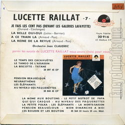 [Pochette de Je fais les cent pas (devant les Galeries Lafayette) (Lucette RAILLAT) - verso]