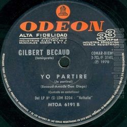 [Pochette de Je reviens te chercher (Gilbert BCAUD) - verso]