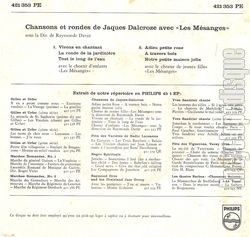 [Pochette de Chansons et rondes de Jaques Dalcroze (JEUNESSE) - verso]