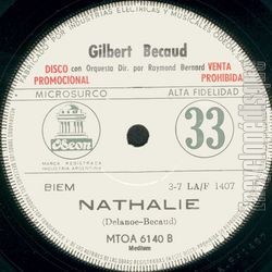 [Pochette de Au revoir / Nathalie (Gilbert BCAUD) - verso]