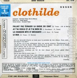 [Pochette de Fallait pas craser la queue du chat (CLOTHILDE) - verso]