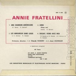 [Pochette de Une chanson amricaine (Annie FRATELLINI) - verso]