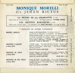 [Pochette de La prire de la Charlotte (Monique MORELLI) - verso]