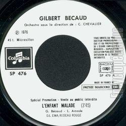 [Pochette de L’enfant malade (promo) (Gilbert BCAUD)]