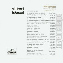 [Pochette de Dis, Mariette… (Gilbert BCAUD) - verso]