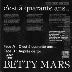 [Pochette de C’est  quarante ans… (Betty MARS) - verso]