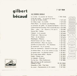 [Pochette de Au revoir (Gilbert BCAUD) - verso]