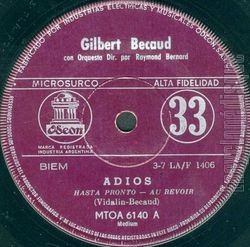 [Pochette de Au revoir "Don’t Look Back" ( Promo) (Gilbert BCAUD)]