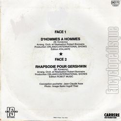 [Pochette de D’hommes  hommes (Micky KONECNY) - verso]