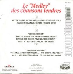 [Pochette de Le "Medley" des chansons tendres (Christian DELAGRANGE) - verso]