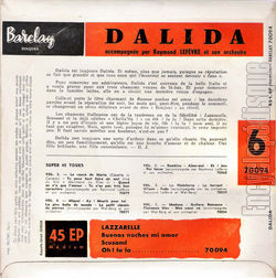 [Pochette de Lazzarelle - N6 (DALIDA) - verso]