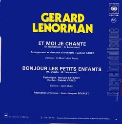 [Pochette de Et moi, je chante • Bonjour les petits enfants (Grard LENORMAN) - verso]