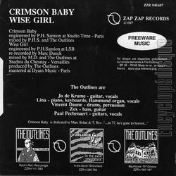 [Pochette de Crimson Baby (The OUTLINES) - verso]