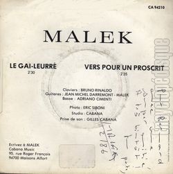 [Pochette de Vers pour un proscrit (MALEK) - verso]