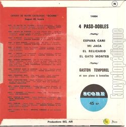 [Pochette de 4 paso-dobles (Gaston TEMPOREL) - verso]