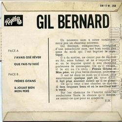 [Pochette de J’avais os rver (Gil BERNARD) - verso]