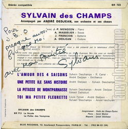 [Pochette de L’amour des quatre saisons (Sylvain des CHAMPS) - verso]