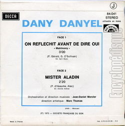 [Pochette de On rflchit avant de dire oui (matrimony) (Dany DANIEL) - verso]