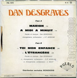 [Pochette de Marion (Dan DESGRAVES) - verso]