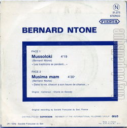 [Pochette de Mussoloki (Bernard NTONE) - verso]