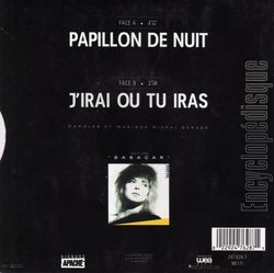 [Pochette de Papillon de nuit (France GALL) - verso]