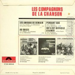 [Pochette de Les amours de demain (Les COMPAGNONS DE LA CHANSON) - verso]