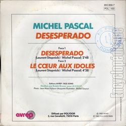 [Pochette de Desesperado (Michel PASCAL) - verso]