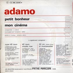 [Pochette de Petit bonheur (Salvatore ADAMO) - verso]