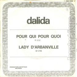 [Pochette de Pour qui, pour quoi (DALIDA) - verso]