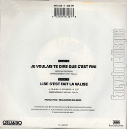 [Pochette de Je voulais te dire que c’est fini (Lionel KAZAN) - verso]