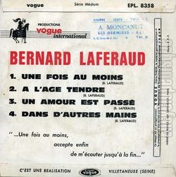 [Pochette de Une fois au moins (Bernard LAFRAUD) - verso]