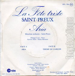 [Pochette de La fte triste (SAINT-PREUX) - verso]