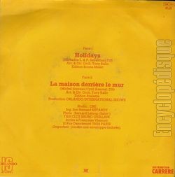 [Pochette de Holidays (Bruno GUILLAIN) - verso]