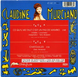 [Pochette de Ce qu’il me faut c’est un pas de mambo (Claudine MURCIANO) - verso]