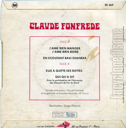 [Pochette de J’aime bien manger, j’aime bien boire (Claude FONFRDE) - verso]