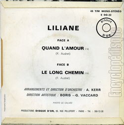 [Pochette de Quand l’amour (LILIANE) - verso]