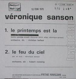 [Pochette de Le printemps est l / Le feu du ciel (Vronique SANSON) - verso]