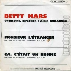 [Pochette de Monsieur l’tranger (Betty MARS) - verso]