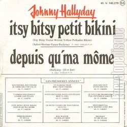 [Pochette de 3 - Itsy bitsy petit bikini (Johnny HALLYDAY) - verso]