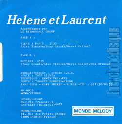 [Pochette de Viens  Paris (HLNE et LAURENT) - verso]