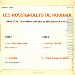 [Pochette de Cloche monotone (Les ROSSIGNOLETS DE ROUBAIX) - verso]