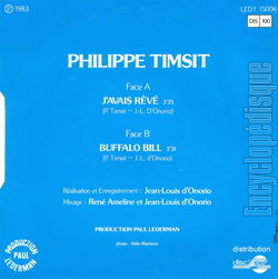 [Pochette de J’avais rv (Philippe TIMSIT) - verso]