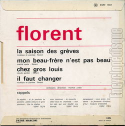 [Pochette de La saison des grves (FLORENT) - verso]