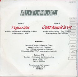 [Pochette de Hypocrisie (A.T.M.X.) - verso]