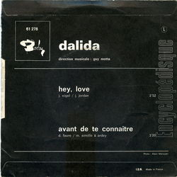 [Pochette de Hey love (DALIDA) - verso]