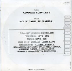 [Pochette de Comment survivre ? (NOYO-DUR) - verso]