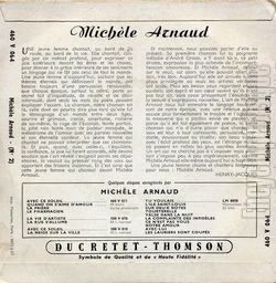 [Pochette de La vie d’artiste (Michle ARNAUD) - verso]