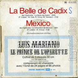 [Pochette de La belle de Cadix (Luis MARIANO) - verso]