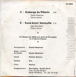 [Pochette de Auberge du plerin (PATRICE) - verso]